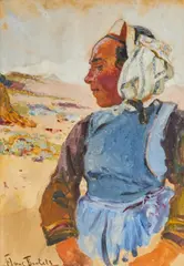 Hans von Bartels, "Fischerfrau", Aquarell auf Papier