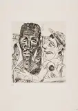 Max Beckmann, Blatt 6 (Aus: Der Jahrmarkt), 1921/1966, Kaltnadel auf Velin