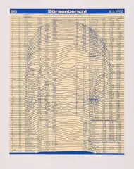 Börsenbericht by Thomas Bayrle, 1972, Farbserigrafie auf leichtem Karton, sold Feb 2023