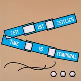 Lawrence Weiner, Zeit ist zeitlich / Time is temporal, 2014, Farbserigrafie auf gestanzter Pappe