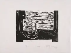 Felix Droese, Uboot, 1985, Holzschnitt auf dünnem Japan