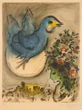 Der Blaue Vogel by Marc Chagall, 1954/68, Farblithografie auf Arches (Wasserzeichen), sold Apr 2023
