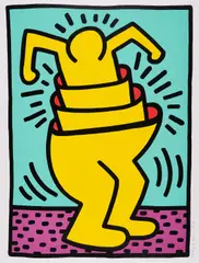 Keith Haring, Ohne Titel (Cupman), 1989, Farbserigrafie auf Karton