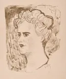 Otto Dix, Frauenkopf (Frau Bursche), 1949, Farblithografie auf Kupferdruckpapier