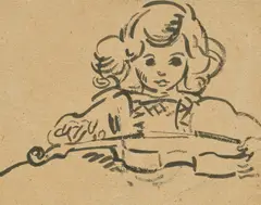 Louis Valtat, Mädchenbildnis, Pinsel auf Papier