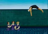 Jan Balet, "Die Rheintöchter", 1972, Öl auf Malkarton
