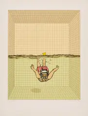 Dieter Asmus, Die Taucherin, 1972, Farbserigrafie auf Velin