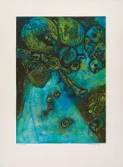 Klaus Däniker, Ohne Titel, 1971, Farbradierung und Prägung auf Bütten