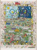 James Rizzi, A Village for the World, 1996, 3D-Druckgrafik auf Velin