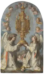 Hendrick van Balen, Engel mit Monstranz, Öl auf Kupfer