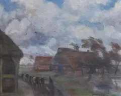 Dorfstraße by Otto Modersohn, 1931, Öl auf Leinwand, sold Jun 2023