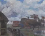 Otto Modersohn, Dorfstraße, 1931, Öl auf Leinwand