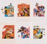 Otmar Alt, Pärchen, 1981, Mappe mit 10 Farblithografien auf Bütten und einem Indexblatt, jeweils einzeln zwischen zwei Glasplatten gerahmt