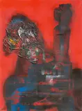 Ladislas Kijno, "Retour de chine", 1983, Mischtechnik auf Leinwand, collagiert