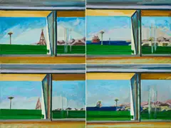 Norbert Tadeusz, Konvolut von 4 Gemälden, 1977, Jeweils: Öl auf Leinwand