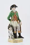 Eleganter Jäger mit Hund by Meissen, 19. Jh, Porzellan, farbig und gold staffiert, sold Nov 2022