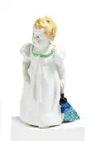 Mädchen mit Puppe by Meissen, Frühe Ausformung vor 1924, Porzellan, farbig dekoriert, sold Nov 2022