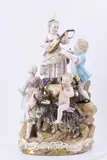 Grosse Gruppe 'Ländliches Fest' by Meissen, 19. Jh, Porzellan, farbig und gold staffiert, sold Nov 2022