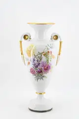 Kpm, Grosse Amphorenvase mit Blumendekor, Porzellan, farbig und gold dekoriert