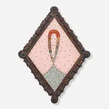 Tony Berlant, The French Seamstress, 1981, metal collage with steel brads on wood in found artist's frame