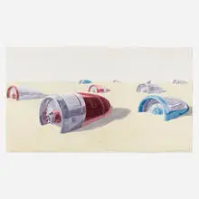 Los Carpinteros, Motores enterrados, 2015, watercolor on paper