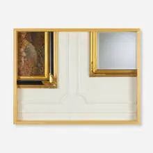 Ron Gilad, Drawing No. 5, 2009, oil on canvas, painted and gilt wood assemblage, mirror, glass, basswood
