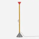 Callimaco floor lamp by Ettore Sottsass, 1982, enameled aluminum, chrome-plated steel, plastic, sold Jan 2024