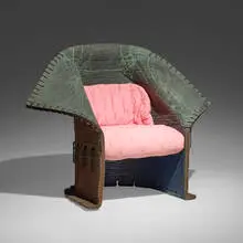 Gaetano Pesce, Prototype I Feltri chair, 1985, resin-impregnated felt with stitched and cut border, quilted seat and back