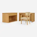 John Pawson, Custom desk, cabinet and chair from the Bronfman Residence, Beverly Hills, c. 2010, ash, leather