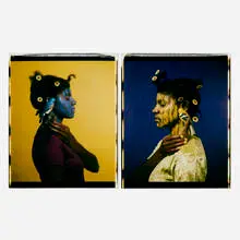 María Magdalena Campos-Pons, Susurro (Whispers) (diptych), 1997, unique large-format Polaroid Polacolor prints