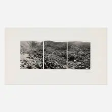 Mark Ruwedel, Alluvial Fan, Death Valley, California, gelatin silver print from Polaroid Type 55 Positive/Negative film mounted to matboard in three parts