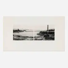 Mark Ruwedel, Columbia River: The Dalles Dam (A Bounty on Squawfish), gelatin silver print from Polaroid Type 55 Positive/Negative film mounted to matboard in two parts