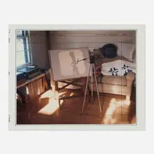 Robert Cumming, Portrait Studio with Final Sketch, 1981, unique Polaroid Type 808 Polacolor print with marker additions