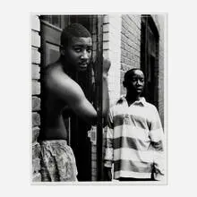 Dawoud Bey, Two boys on Carrollsburg Place, gelatin silver print from Polaroid Positive/Negative 4x5 film