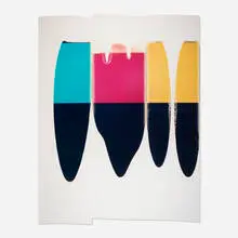 Ellen Carey, Pulls (CMY), 1997, unique large-format Polaroid Polacolor print composite