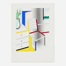 Roy Lichtenstein, Interior with Chair (from the Leo Castelli 90th Birthday portfolio), 1997, screenprint in colors