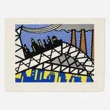 Roy Lichtenstein, Illustration for Bayonne en entrant dans NYC (from La nouvelle chute de l'Amérique portfolio), 1992, etching and aquatint in colors on Japon