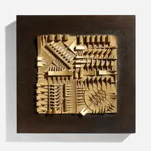 Arnaldo Pomodoro, Tavola dei Segni, 1982, patinated bronze and metal, bound artist's monograph