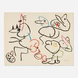 Untitled (from the Ubu aux Baléares portfolio) by Joan Miró, 1971, lithograph in colors on Arches, sold Jun 2025