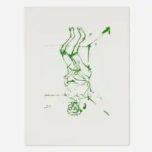 Georg Baselitz, Serpentine (Green), 2022, etching with sugar-lift aquatint on Somerset White Satin