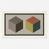 Sol LeWitt, Double Cubes in Grays and Colors Superimposed, 1989, lithograph in colors on Arches Cover White