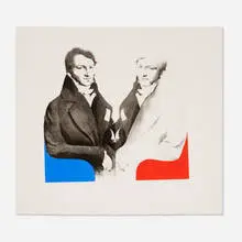 Sante Graziani, An Official Reflecting (from the Homage to Ingres portfolio), 1966, lithograph in colors and embossing