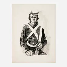 John Sandlin, Private Richard K. Oakley 9th Georgia Battalion Killed at Shiloh, 1973, lithograph