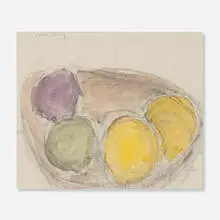 James Lechay, Fruit - A Day in September, watercolor and charcoal on paper