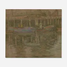 Boats on Pier by Charles S. Kaelin, pastel on paper, sold Jul 2023