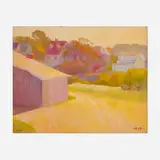 Chuck Fee Wong, Village Landscape, 1972, oil on board