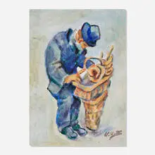 Harry Zitter, New York Pretzel Vendor, oil on canvas board