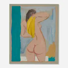 Josef Zenk, Nude Figure, gouache on paper board