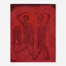 Margo Hoff, Boys in a Cave, oil on Masonite