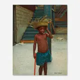 Herbert Davidson, Boy with Straw Hat, oil on canvas